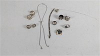 Sterling Earrings, Necklace, Rings + More