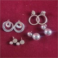 4 prs  .925  silver Earrings 0.95ozTW