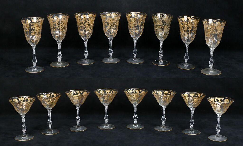 16 Pieces Cambridge Rose Point Stemware