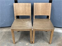 2 Round Back Wood Chairs