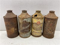 LOT OF 4 CONETOP BEER CANS