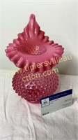 Fenton cranberry opalescent hobnail jack in the