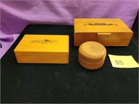 Assortment of 3 Different Wooden Trinket Boxes