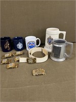Collection of Mugs & Naval Belts