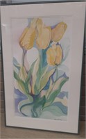 Watercolour signed Bonnie Brooks (Yellow Tulips)