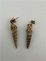 Vintage Gold Tone Shell Earrings