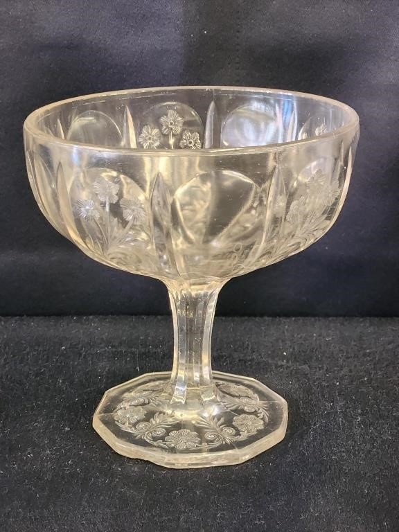 ANTIQUE INDIANA GLASS "HEATHER" COMPOTE