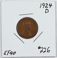 1924-D  Lincoln Cent   EF-40