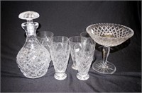 Group vintage cut crystal tableware pieces