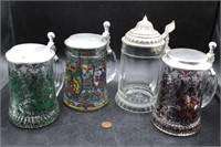 4 - 1970s Rastai & Vintage W. German Glass Steins