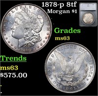 1878-p 8tf Morgan Dollar $1 Graded ms63 By SEGS