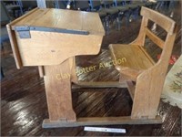 Rare Antique Wood School Desk