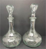 Two Genie Bottle Glass Decanters