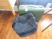 vintage suitcase and rolling bag