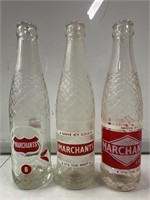 3 x MARCHANTS Ceramic Label Softdrink Bottles