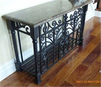 Cast Iron Metal & Marble Top Sofa Table