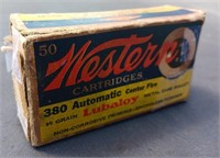 Western .380 "Lubaloy" ammo paper box EMPTY