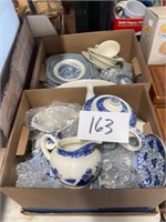 2 Boxes of Blue Dishes