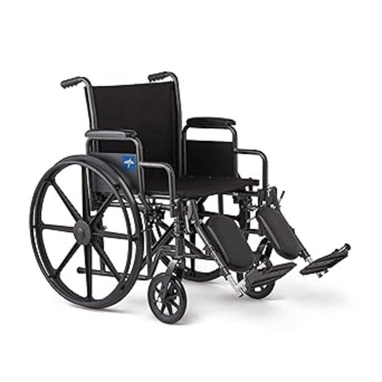 Medline Steel Wheelchair with Elevating Leg Rests,