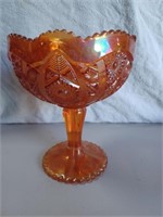 Carnival Glass Compote 7 3/4" tall