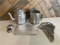 VTG Metal Coffee Pot & Metal Hand Sifter