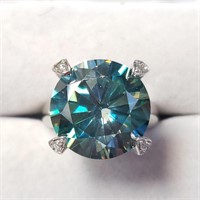 $2600 10K  Greenish Blue Moissanite(9ct) Diamond(0