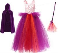 IMEKIS Girls Witch Costume Tutu Dress 4-5T Purple