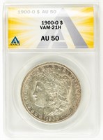 Coin 1900-OVAM 21H Morgan Silver Dollar-ANACS-AU50
