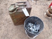 Army Gas Can, Pail w/ Steel Post Clamps