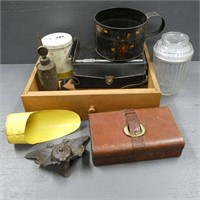 Tinware, Inkwell Stand, Jewelry Box, Etc