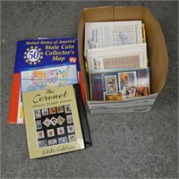 Stamps in Album, Coin Display, Etc