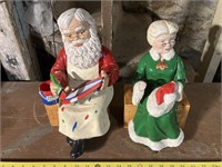 Santa and Mrs clause painting statue, small chip