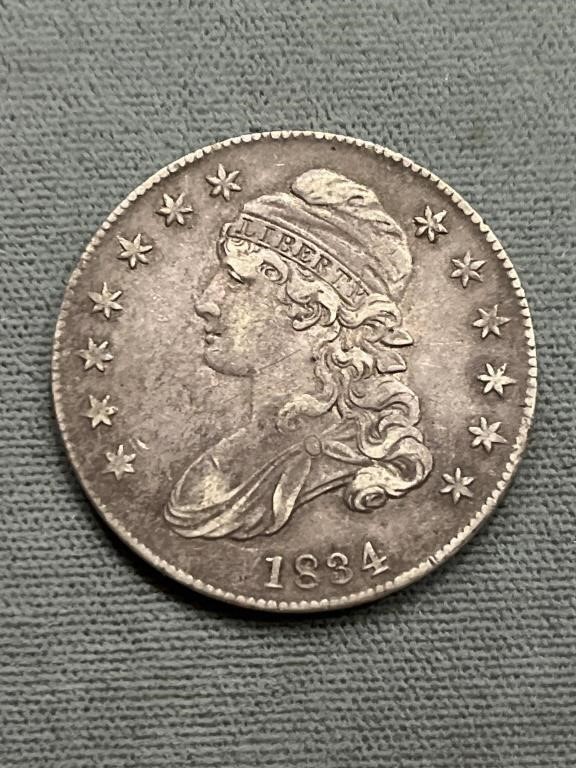 High Grade 1834 Bust Silver Half Dollar