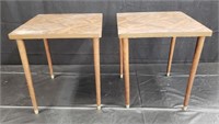 Set of 3 mid century style wooden side tables