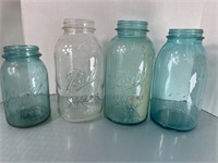 4 Vintage Mason Jars. 3 half gallon  2