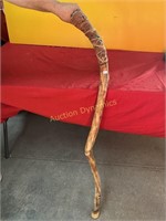 Leather Wrapped Crooked Walking Stick
