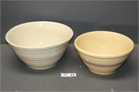 Pair of McCoy Yellow Ware Banded Mixing Bowls