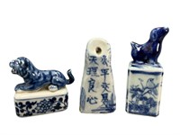 3 Early Chinese Zodiac/ Bell Porcelain Chop Seals