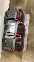1 Milwaukee and 2 power tool 18 volt batteries