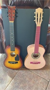 Pair of Acoustic Guitars For Kids, Pink Guitar is