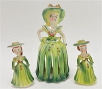 Kreiss & Co 8" napkin lady and pair of shakers