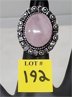 German Silver Rose Quartz Ring, Size 8