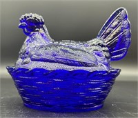 Large Antique Westmorland Cobalt Hen On The Nest