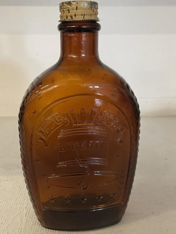 Vintage Amber Colored Liberty Bell Bottle