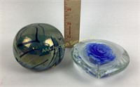 Handblown Art Glass Heart Shaped Paperweight w