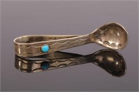 NATIVE AMERICAN STERLING & TURQUOISE SPOON PENDANT