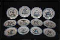 12pcs M.A. Hadley Animal Plates (8) 11" plates,