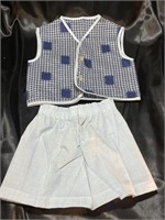 New 60's Blue Checkered Diaper Shirt Outfit