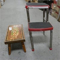 Hand Painted Wooden Step Stool & Other