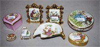 Eight various Limoges miniature ornaments